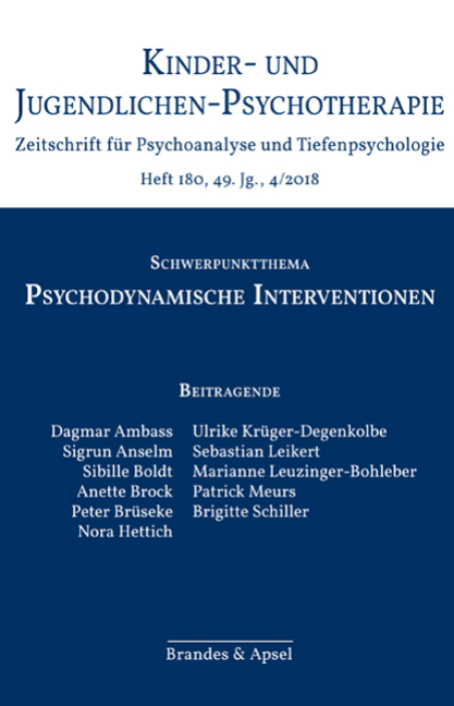 KJP 4/2018, Nr. 180 (Printausgabe) – Psychodynamische Interventionen