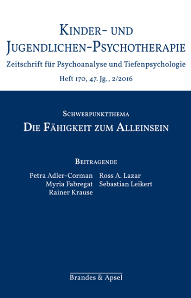 KJP 2/2016, Nr. 170 (Printausgabe) – Die Fähigkeit zum Alleinsein